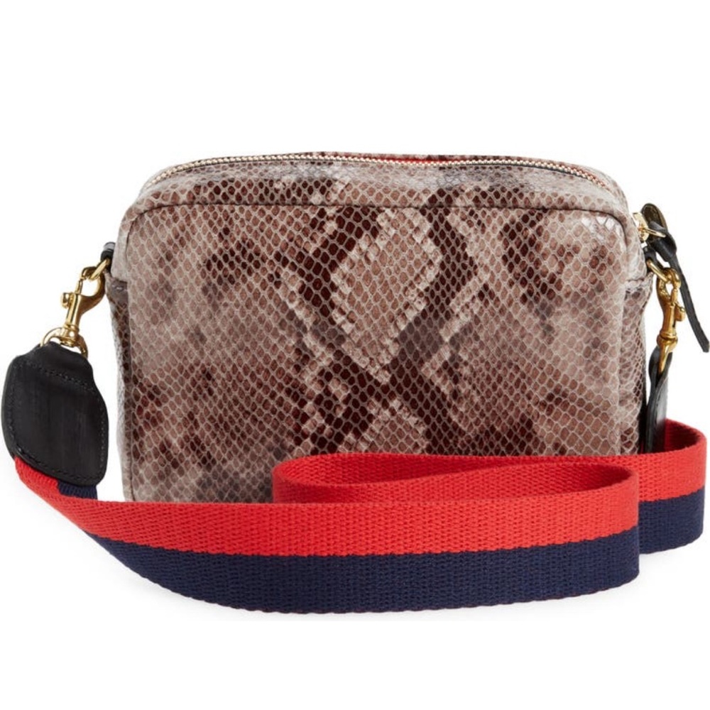 Clare V. Midi Sac Leather Crossbody Bag  Grey Croc Snake Print Animal Print NWOT